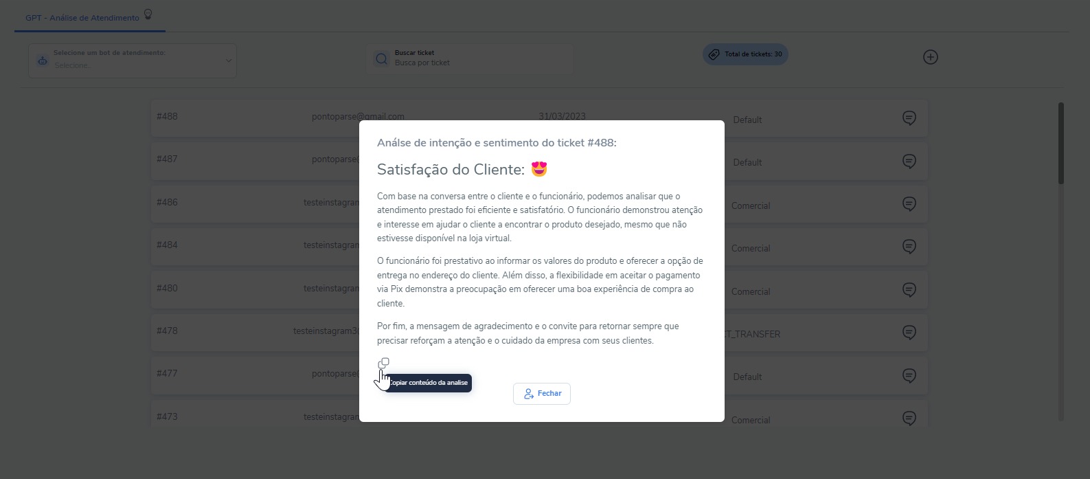 Captura de tela de GPT - Análise de Atendimento  1